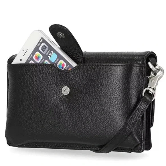 Timberland Women's RFID Leather Crossbody Bag Wallet Purse black, new - Picture 3 of 8